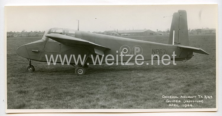 England 2. Weltkrieg Pressefoto: General Aircraft TX 3/43 Glider Prototype April 1944