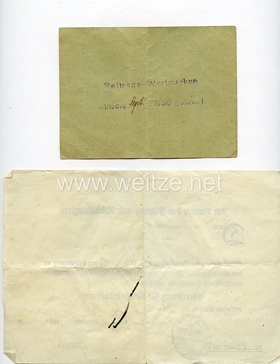 NSDAP - Ortsgruppe Bayreuth - Bescheinigung über Abgabe der Mitgliedskarte zwecks Ausstellung eines Mitgliedsbuches Bild 2