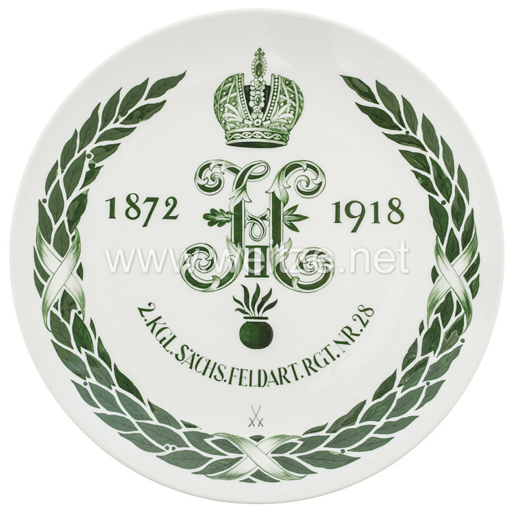 Ehrenschale aus Meißner Porzellan des "2.Königlich Sächsischen Feldartillerie Rgt. Nr. 28 - 1872 - 1918"
