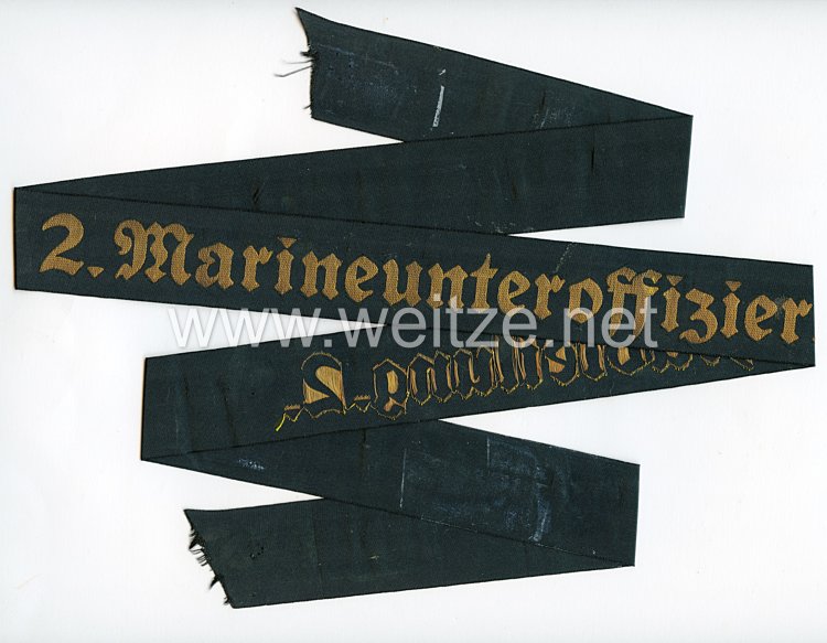 Kriegsmarine Mützenband "2. Marineunteroffizierlehrabteilung 2."