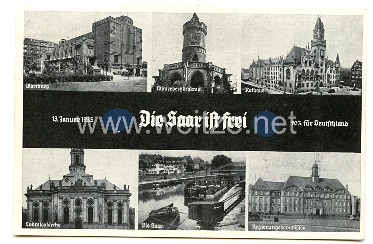 III. Reich - Propaganda-Postkarte - " Die Saar ist frei "