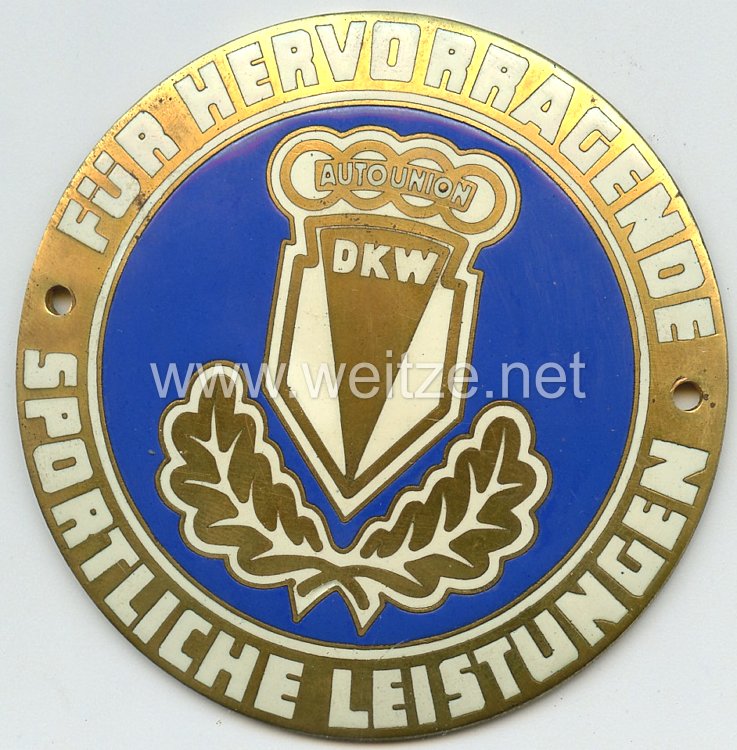 III. Reich - Auto Union DKW - nichttragbare Auszeichnungsplakette - 