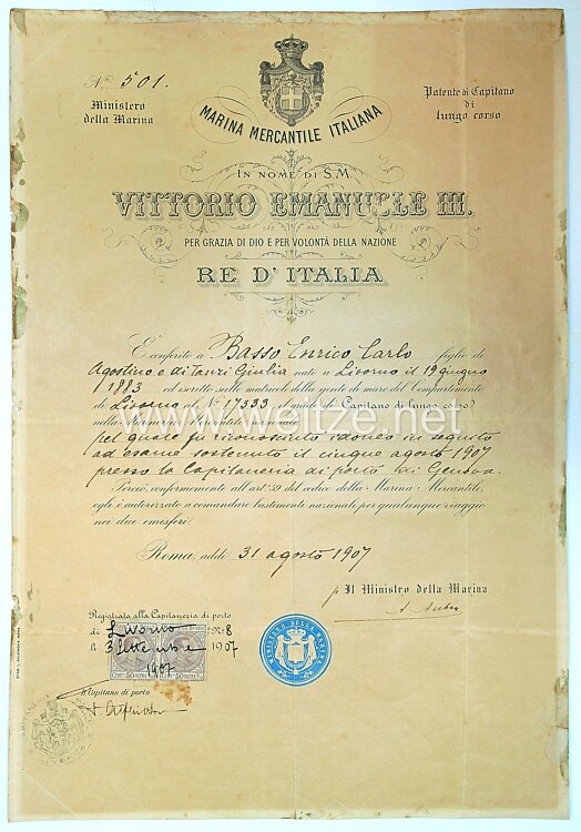 Königreich Italien - Konvolut verschiedener Dokumente von 1907 bis 1920 Bild 2