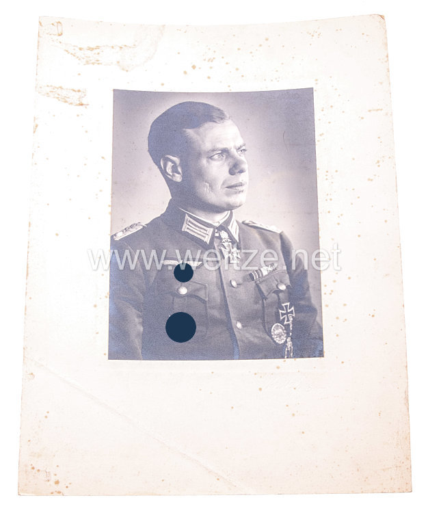 Wehrmacht Heer Portraitfoto, Eichenlaub mit Schwertern zum Ritterkreuz des Eisernen Kreuzes Erich Bärenfänger