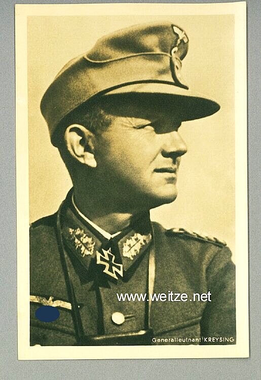 Heer - Portraitpostkarte von Ritterkreuzträger Generalleutnant Hans Kreysing