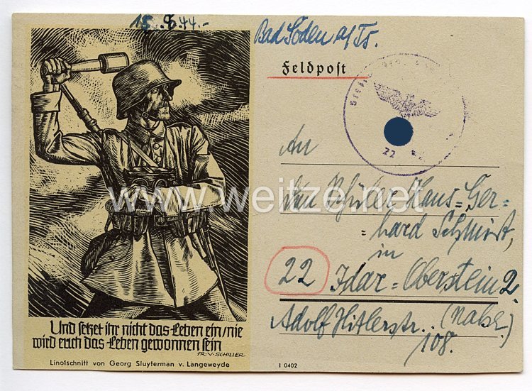 Heer - Originalunterschrift und -widmung von Ritterkreuzträger Major Alfons Kleinmann