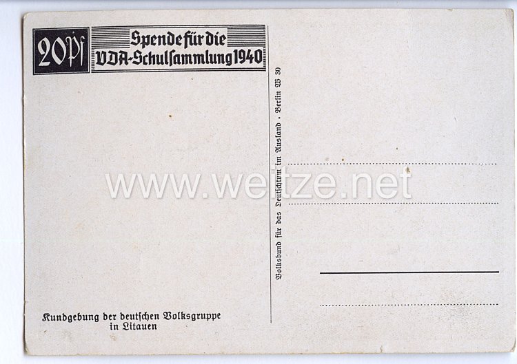 III. Reich - Propaganda-Postkarte - " Kundgebung der deutschen Volksgruppe in Litauen " Bild 2