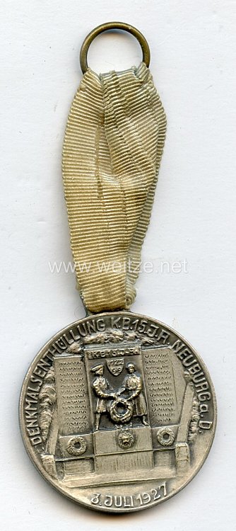 Tragbare Medaille K.B 15. J.R Neuburg a Donau  - Denkmalsenthüllung 3. Juli 1927