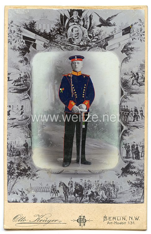Preußen Teilkoloriertes Kabinettfoto eines Soldaten im 2. Garde-Ulanen-Regiment