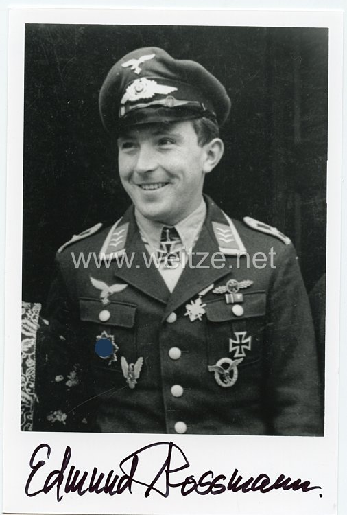 Luftwaffe - Nachkriegsunterschrift vom Ritterkreuzträger, Edmund Rossmann