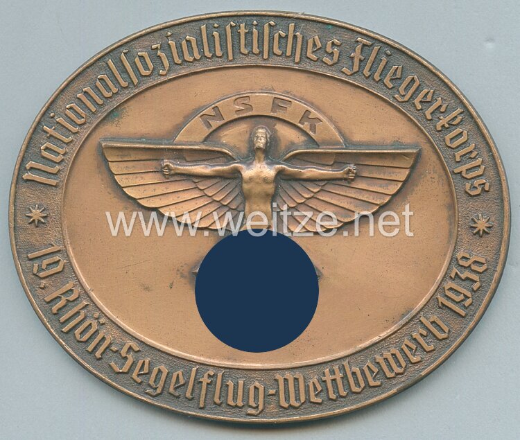 NSFK Erinnerungsplakette "Nationalsozialistisches Fliegerkorps - 19.Rhön-Segelflug-Wettbewerb 1938"