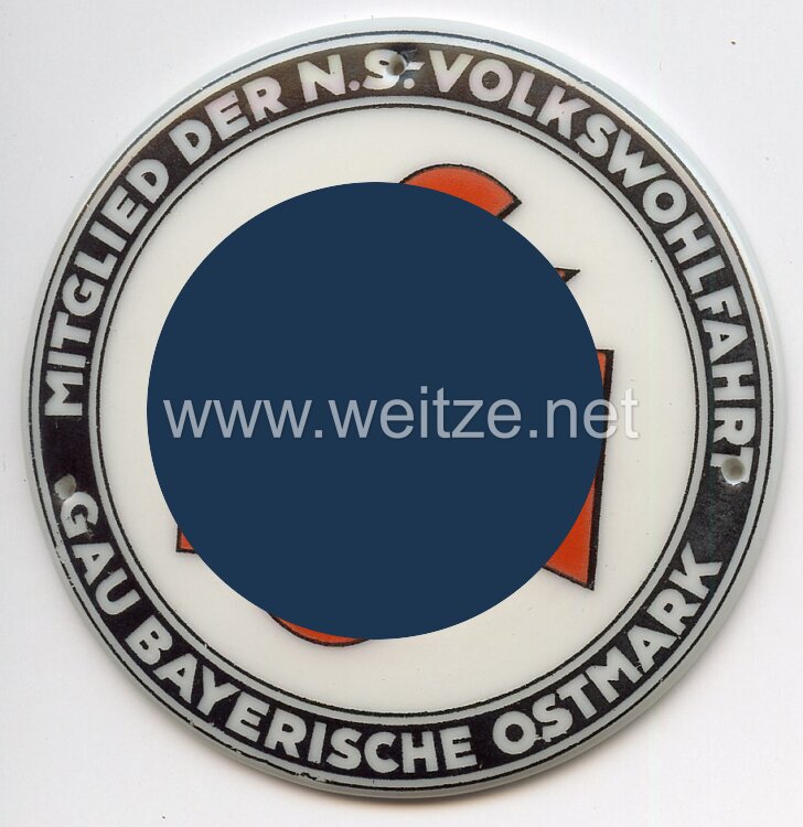 III. Reich - Türplakette - " Mitglied der NS-Volkswohlfahrt Gau Bayerische Ostmark "