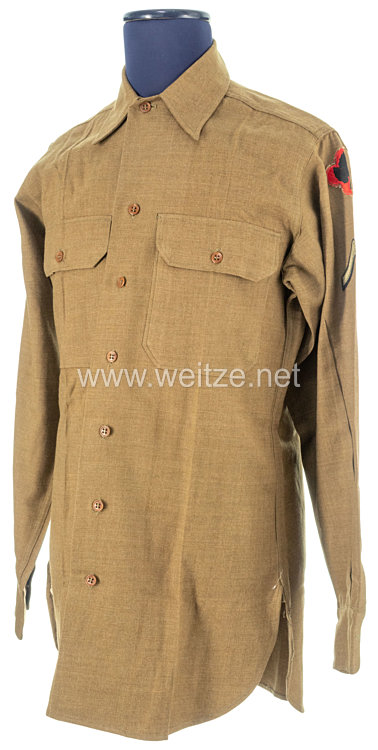 USA World War 2: US Army Winter Service Shirt for a Private First Class of the 43rd Infantry Division