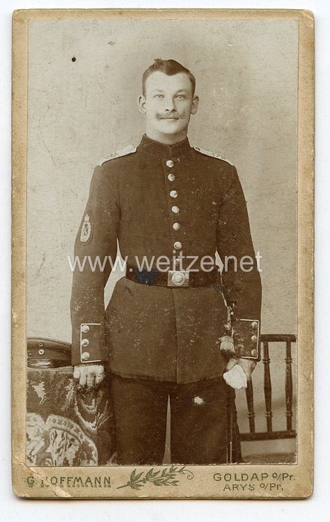 Preußen Kabinettfoto Soldat mit Kaiserschießpreis im Infanterie-Regiment Freiherr Hiller von Gaertringen (4. Posensches) Nr. 59