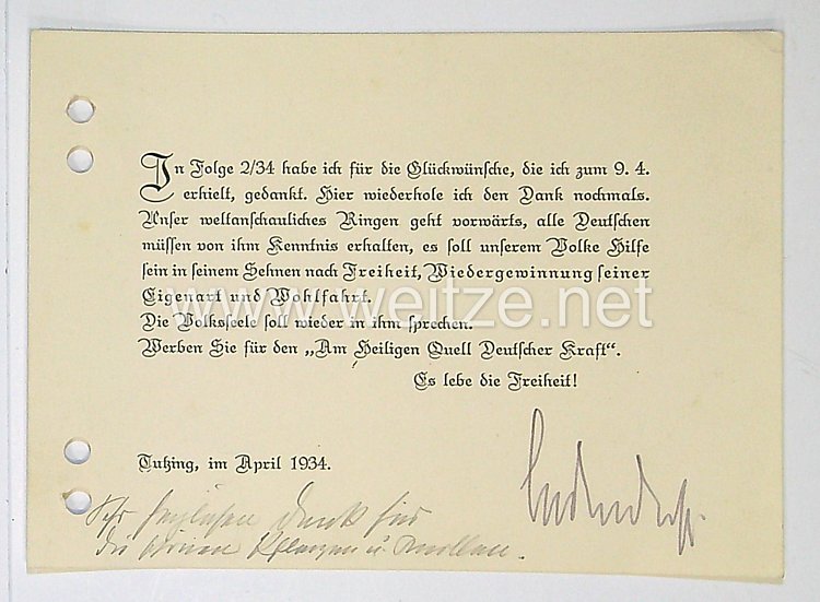 1. Weltkrieg - Originalunterschrift von General Erich Ludendorff