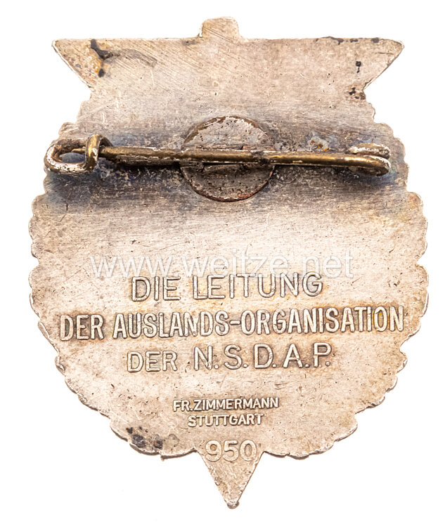 NSDAP AO Erinnerungsabzeichen in Silber für die Ehrengäste "Reichstagung der Auslandsdeutschen Stuttgart 1937" Bild 2