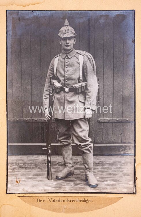 Preußen 1. Weltkrieg Foto eines Soldaten des Reserve-Infanterie-Regiment Nr. 204 zum "Auszug 1914" Bild 2