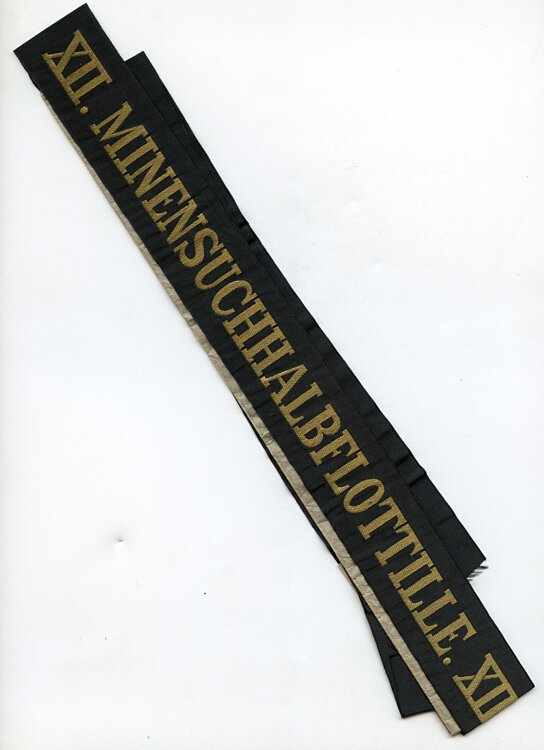 Reichsmarine Mützenband "XII. Minensuchhalbflottille XII."