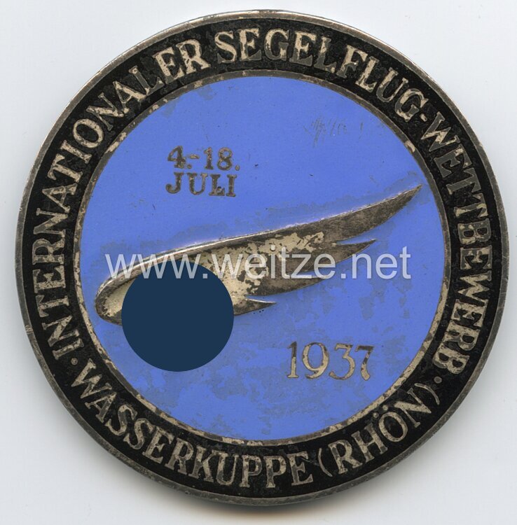 III. Reich Plakette Internationaler Segelflug-Wettbewerb Wasserkuppe Rhön - 4.18.Juli 1937