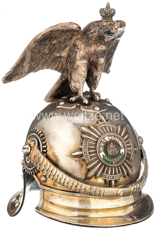 Preußen Helm für Offiziere im Regiment Gardes du Corps bzw. Garde-Kürassier-Regiment - als silbernes Offiziersgeschenk
