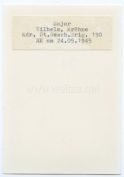 Heer - Nachkriegsunterschrift von Ritterkreuzträger Wilhelm Kröhne Bild 2