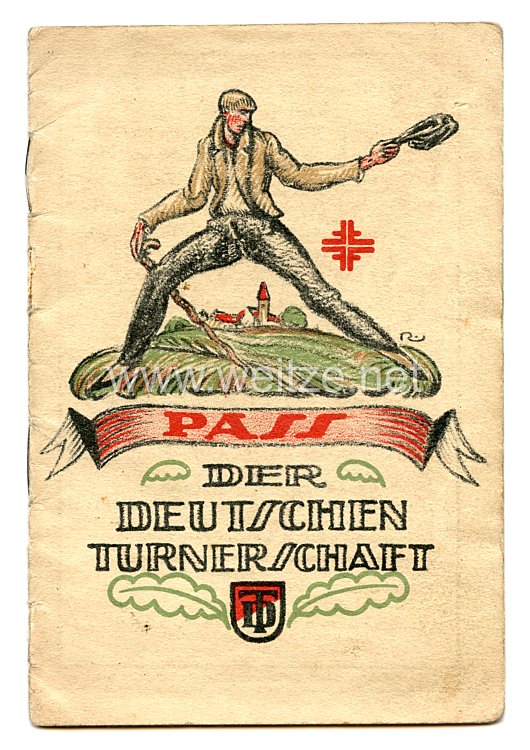 Weimarer Republik Pass der Deutsche Turnerschaft - Soester Turnverein für einen Mann des Jahrgangs 1867 