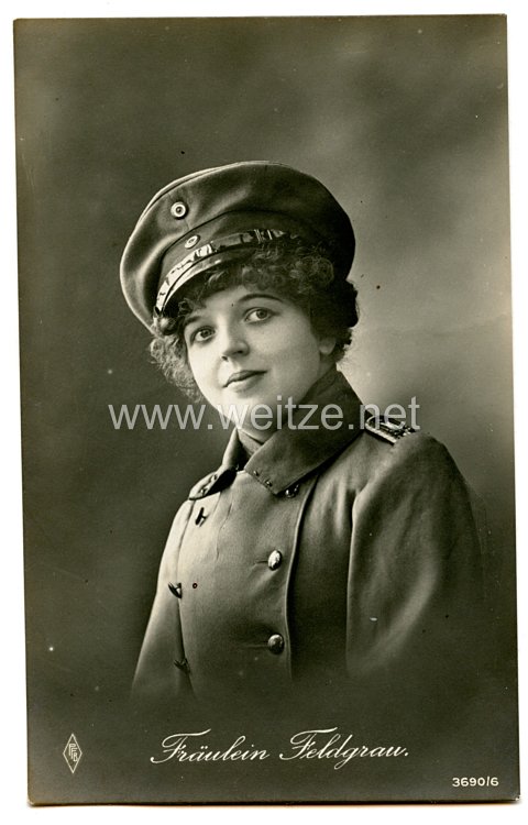 Bayern 1. Weltkrieg Patriotische Postkarte "Fräulein Feldgrau"