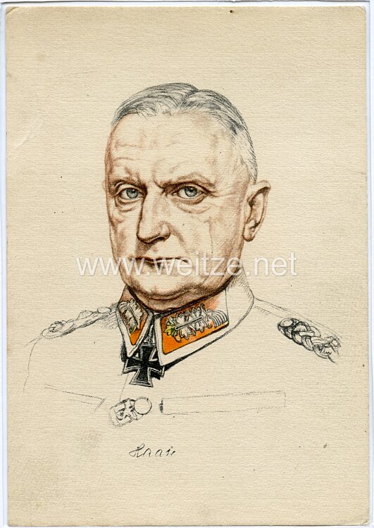 Heer - Willrich farbige Propaganda-Postkarte - Ritterkreuzträger Generaloberst Kurt Haase