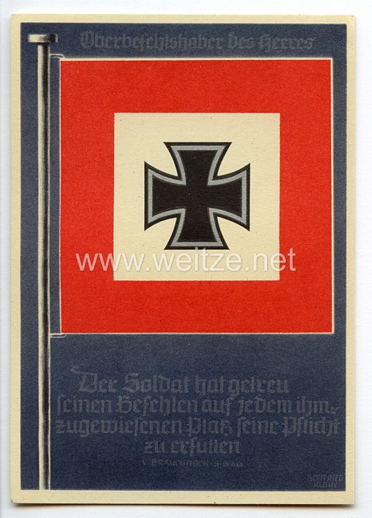 III. Reich - farbige Propaganda-Postkarte " Die siegreichen Fahnen und Standarten der deutschen Wehrmacht " - Karte 3