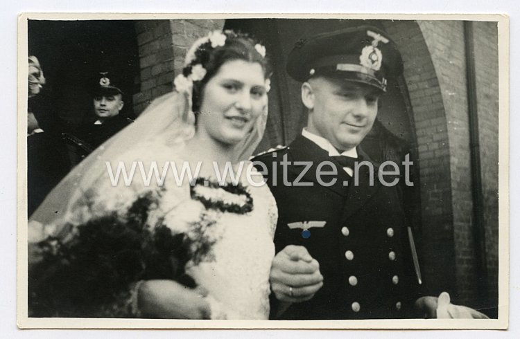 Kriegsmarine Foto, Hochzeitsfoto vom späteren Ritterkreuzträger und Kommandant von U-Boot U-48 Herbert Schulze