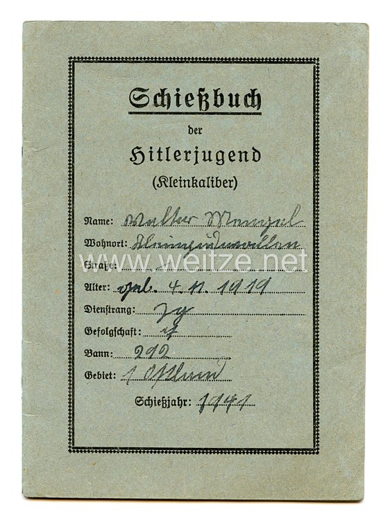 HJ - Schießbuch der Hitlerjugend für die HJ-Führer des Jahrgangs 1919