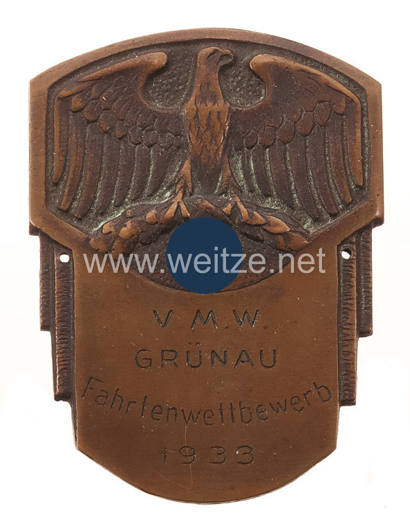 III. Reich nichttragbare Plakette des Berliner Wassersportverein V.M.W. Grünau