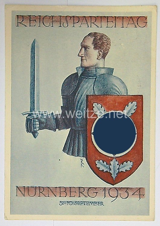 III. Reich - farbige Propaganda-Postkarte - " Reichsparteitag Nürnberg 1934 "