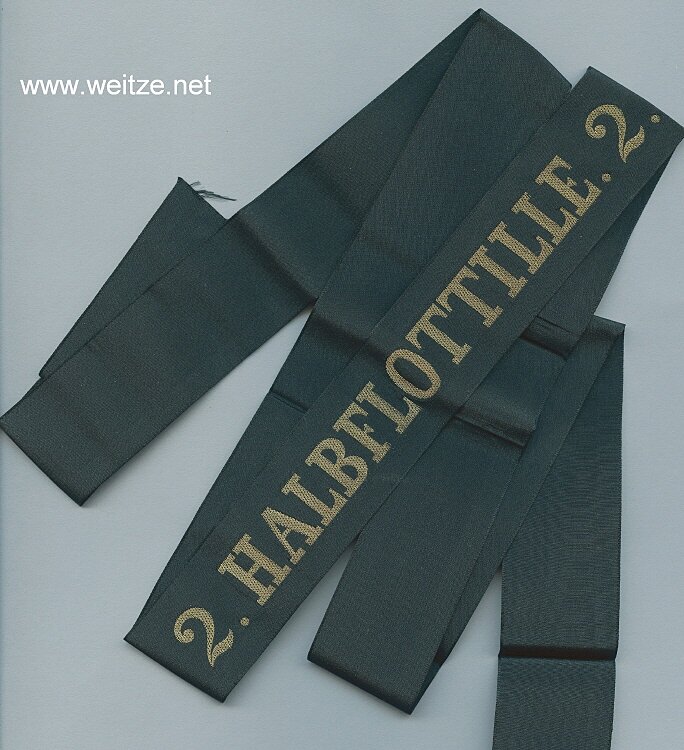 Reichsmarine Mützenband " 2. Halbflottille.2." in Gold