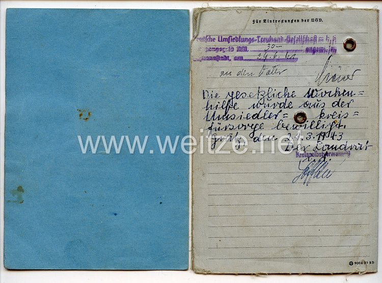 III. Reich - Dokumentenpaar für eine Frau des Jahrgangs 1915 aus Schönthal/Lemberg Bild 2