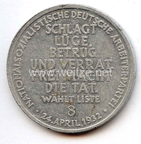 III. Reich - Wahlmarke der NSDAP am 24. April 1932 Bild 2