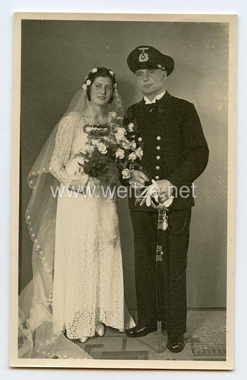 Kriegsmarine Foto, Hochzeitsfoto vom späteren Ritterkreuzträger und Kommandant von U-Boot U-48 Herbert Schulze