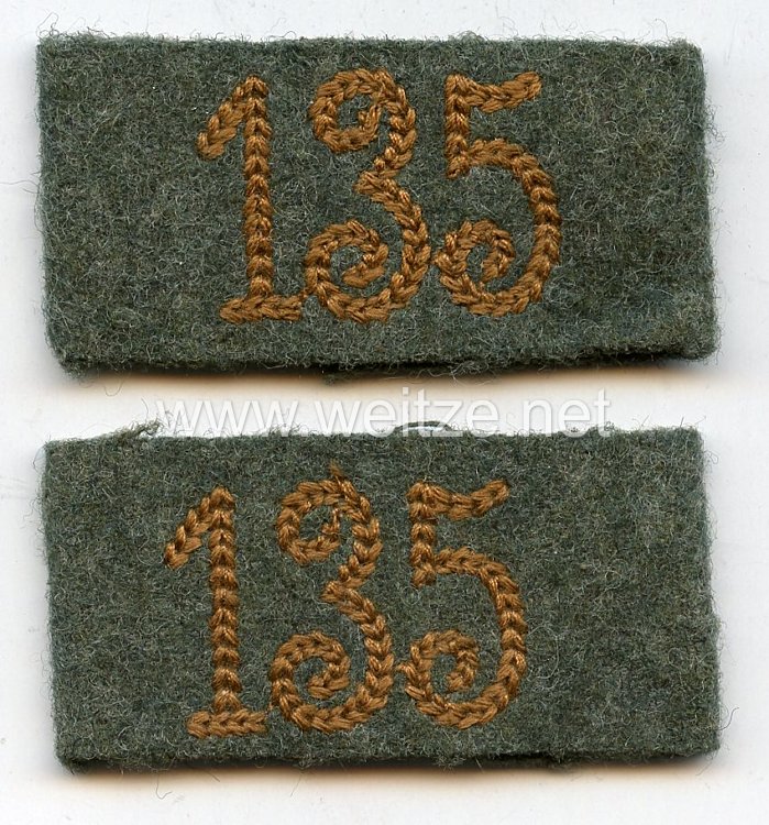 Wehrmacht Heer Überschübe für Schulterklappen Mannschaft Kradschützen "135"