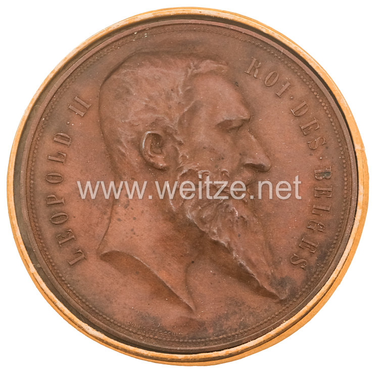 Belgien Leopold II. bronzene Medaille zur Weltausstellung 1894
