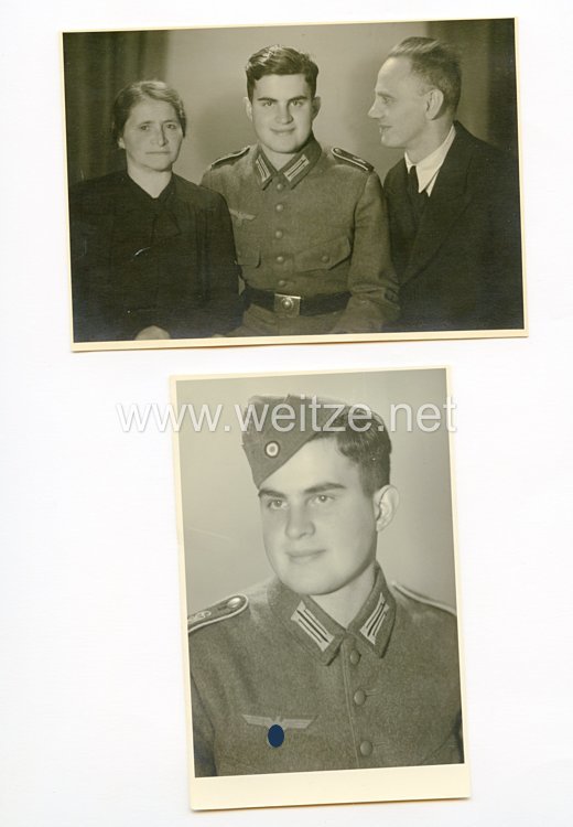 Wehrmacht 2 Fotos eines Schützen der Division Gross - Deutschland mit erbeuteter Feldbluse 