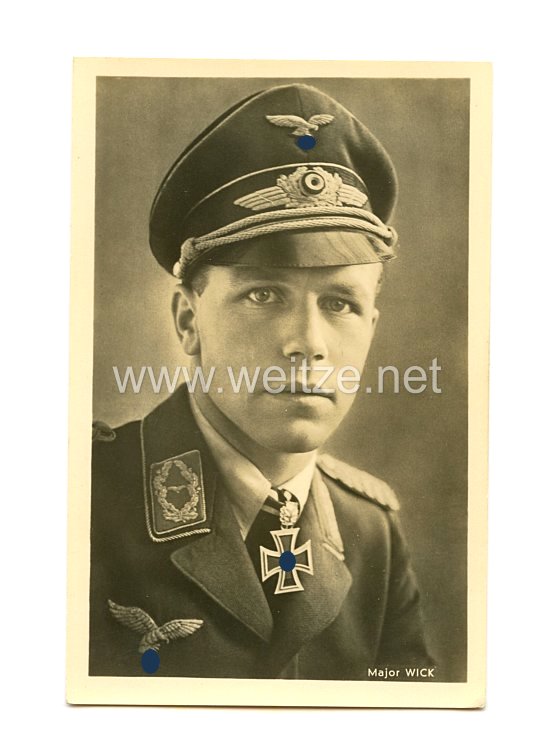 Luftwaffe - Portraitpostkarte von Ritterkreuzträger Major Helmut Wick