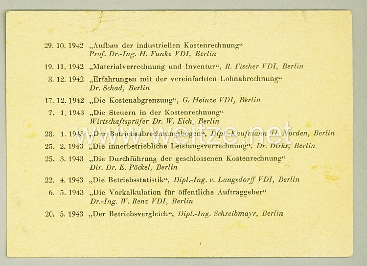 III. Reich - Verein deutscher Ingenieure im NSBDT - Teilnehmerkarte Bild 2