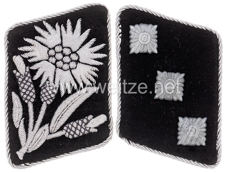 Waffen-SS Paar Kragenspiegel für einen SS-Untersturmführer der 22. SS-Freiwilligen-Kavallerie-Division "Maria Theresia"