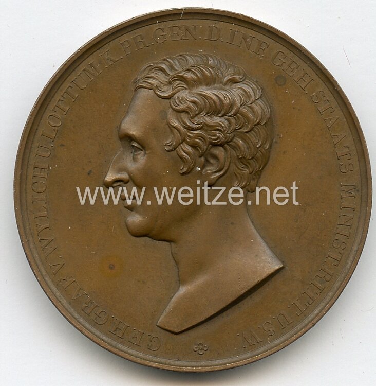 Preussen Nicht tragbare Erinnerungs-Medaille anlässlich des 50. Dienstjubiläums des Freihernn zu Wylich 1834 .