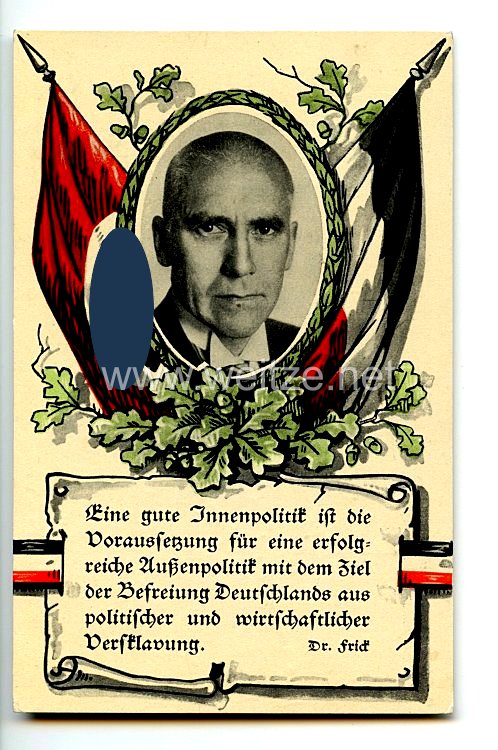 III. Reich - farbige Propaganda-Postkarte - " Das neue Reichskabinett - Reichsinnenminister Dr. Frick "